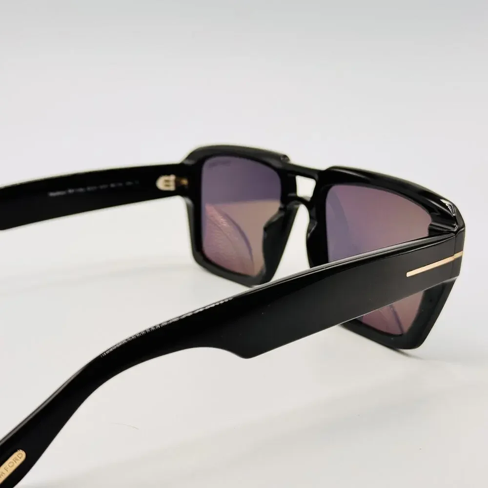 Tom Ford Sunglasses Redford TF1153 01A Shiny Black Pilot Frame Gray Lens 56mm
